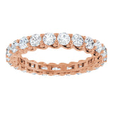 14K Gold Round Natural Diamond Sculptural Eternity Band - 3mm Stones - Rose Gold - view 3