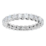 14K Gold Round Natural Diamond Sculptural Eternity Band - 3mm Stones - White Gold - view 3