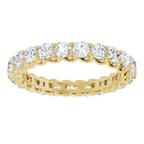 14K Gold Round Natural Diamond Sculptural Eternity Band - 3mm Stones - Yellow Gold - view 3