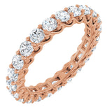 14K Gold Round Natural Diamond Sculptural Eternity Band - 3mm Stones - Rose Gold