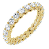 14K Gold Round Natural Diamond Sculptural Eternity Band - 3mm Stones - Yellow Gold