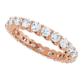 14K Gold Round Natural Diamond Sculptural Eternity Band - 3mm Stones - Rose Gold - view 5