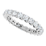 14K Gold Round Natural Diamond Sculptural Eternity Band - 3mm Stones - White Gold - view 5