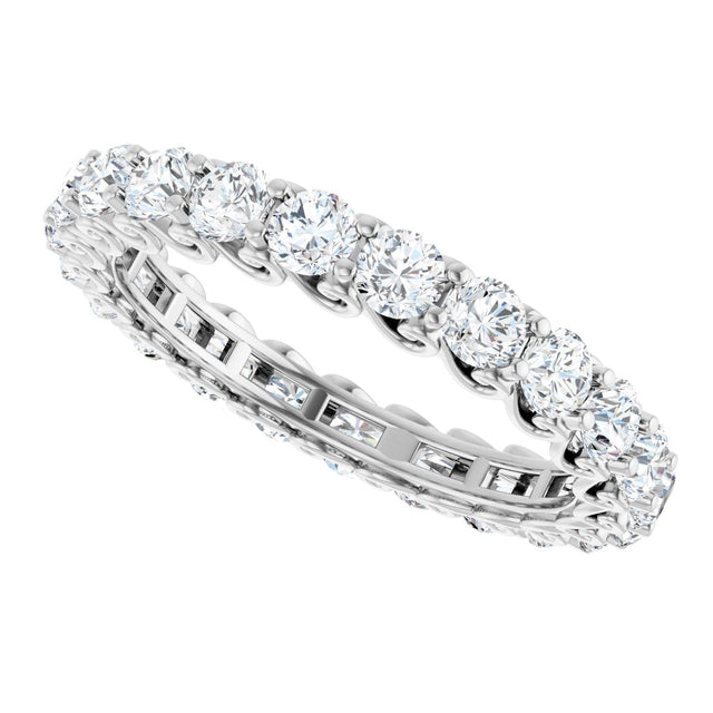 14K Gold Round Natural Diamond Sculptural Eternity Band - 3mm Stones - White Gold - view 5