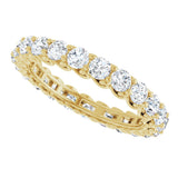 14K Gold Round Natural Diamond Sculptural Eternity Band - 3mm Stones - Yellow Gold - view 5