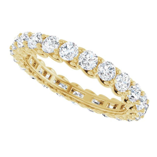 14K Gold Round Natural Diamond Sculptural Eternity Band - 3mm Stones - Yellow Gold - view 5