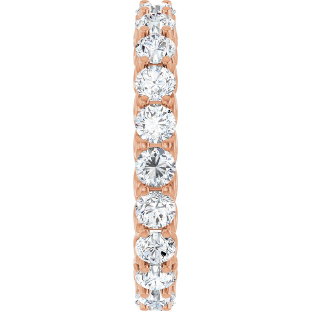 14K Gold Round Natural Diamond Sculptural Eternity Band - 3mm Stones - Rose Gold - view 4