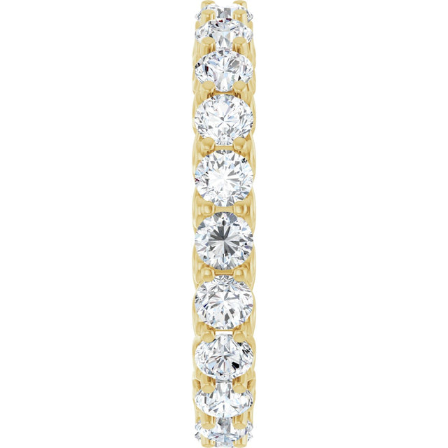 14K Gold Round Natural Diamond Sculptural Eternity Band - 3mm Stones - Yellow Gold - view 4