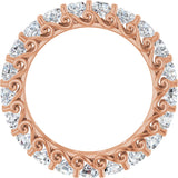 14K Gold Round Natural Diamond Sculptural Eternity Band - 3mm Stones - Rose Gold - view 2