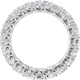 14K Gold Round Natural Diamond Sculptural Eternity Band - 3mm Stones - White Gold - view 2