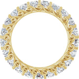 14K Gold Round Natural Diamond Sculptural Eternity Band - 3mm Stones - Yellow Gold - view 2