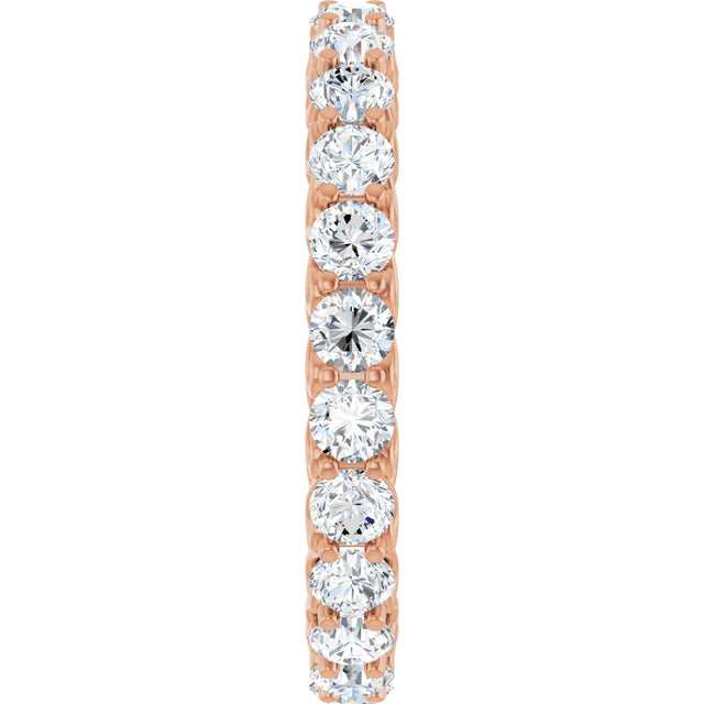14K Gold Round Natural Diamond Sculptural Eternity Band - 3mm Stones - Rose Gold - view 4