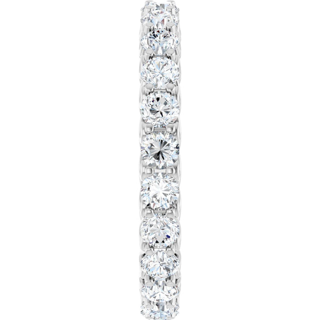 14K Gold Round Natural Diamond Sculptural Eternity Band - 3mm Stones - White Gold - view 4