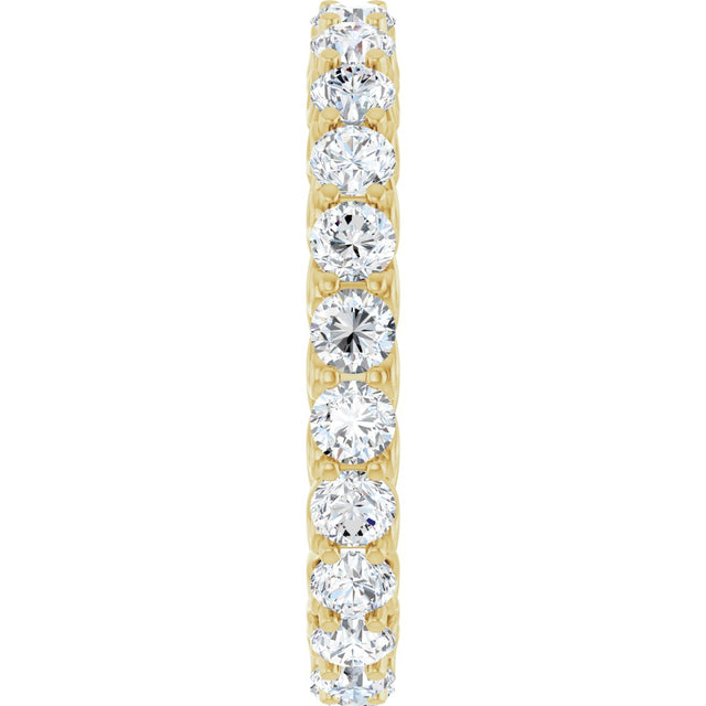 14K Gold Round Natural Diamond Sculptural Eternity Band - 3mm Stones - Yellow Gold - view 4