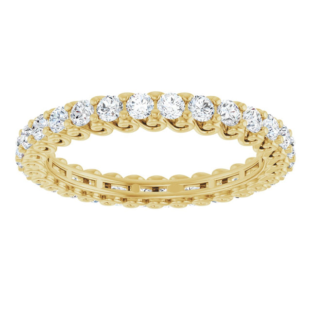 14K Gold Round Lab-Grown Diamond Sculptural Eternity Band - 2mm Stones - Yellow Gold - view 3