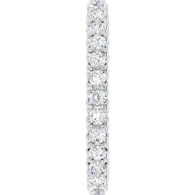 14K Gold Round Natural Diamond Sculptural Eternity Band - 2mm Stones - White Gold - view 4