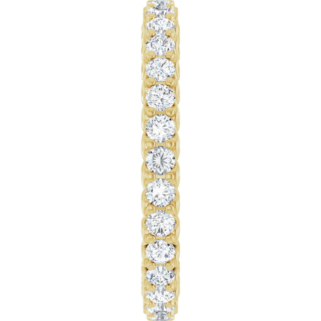 14K Gold Round Natural Diamond Sculptural Eternity Band - 2mm Stones - Yellow Gold - view 4