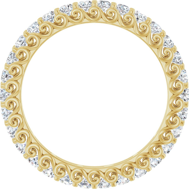 14K Gold Round Lab-Grown Diamond Sculptural Eternity Band - 2mm Stones - Yellow Gold - view 2