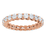 14K Gold Round Natural Diamond Sculptural Eternity Band - 3mm Stones - Rose Gold - view 3