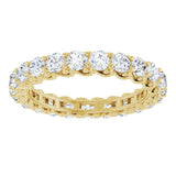 14K Gold Round Natural Diamond Sculptural Eternity Band - 3mm Stones - Yellow Gold - view 3
