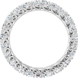14K Gold Round Natural Diamond Sculptural Eternity Band - 3mm Stones - White Gold - view 2