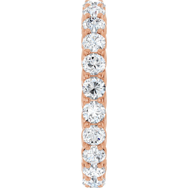 14K Gold Round Natural Diamond Sculptural Eternity Band - 3mm Stones - Rose Gold - view 4