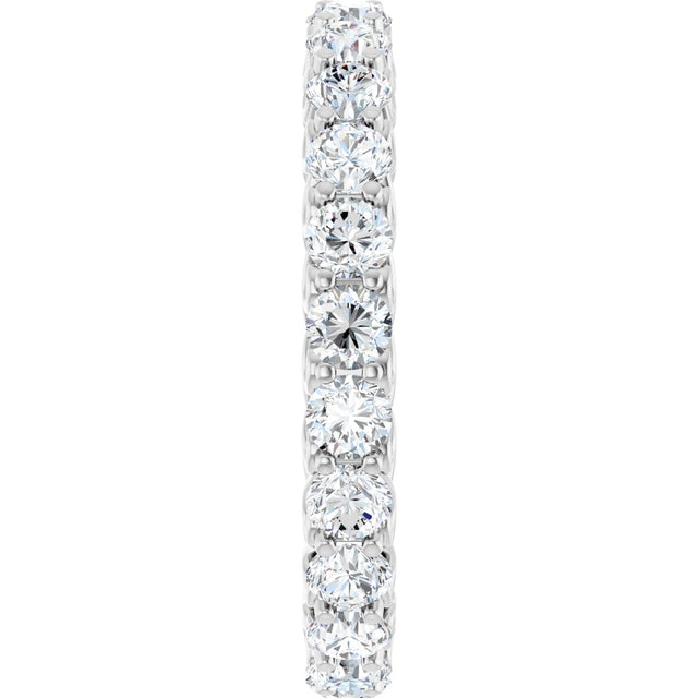 14K Gold Round Natural Diamond Sculptural Eternity Band - 3mm Stones - White Gold - view 4