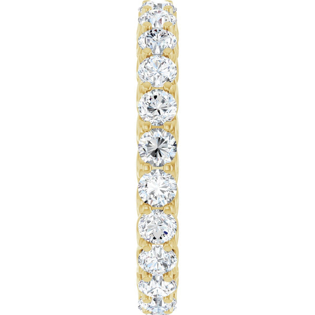 14K Gold Round Natural Diamond Sculptural Eternity Band - 3mm Stones - Yellow Gold - view 4