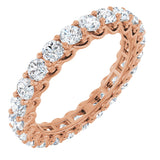 14K Gold Round Natural Diamond Sculptural Eternity Band - 3mm Stones - Rose Gold