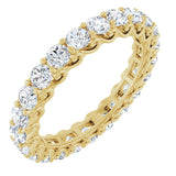 14K Gold Round Natural Diamond Sculptural Eternity Band - 3mm Stones - Yellow Gold
