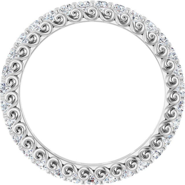 Platinum Round Natural Diamond Sculptural Eternity Band - 2mm Stones - view 2