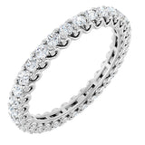 14K Gold Round Natural Diamond Sculptural Eternity Band - 2mm Stones - White Gold