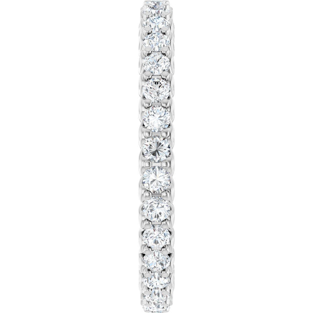 14K Gold Round Natural Diamond Sculptural Eternity Band - 2mm Stones - White Gold - view 4