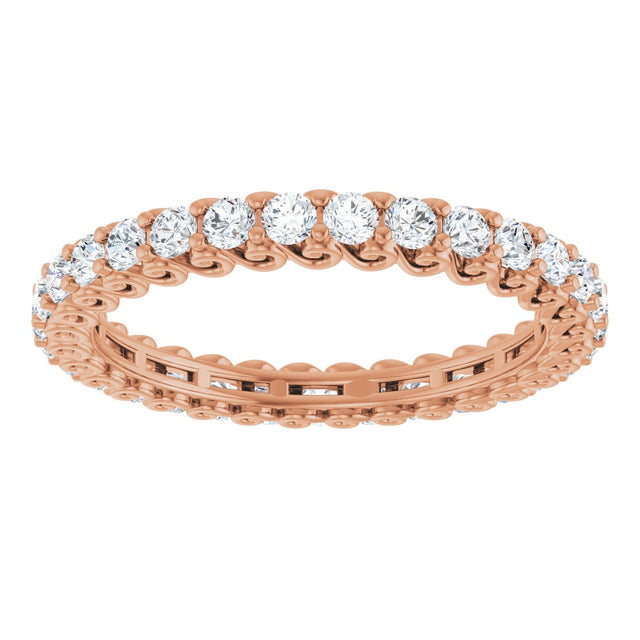 14K Gold Round Lab-Grown Diamond Sculptural Eternity Band - 2mm Stones - Rose Gold - view 3