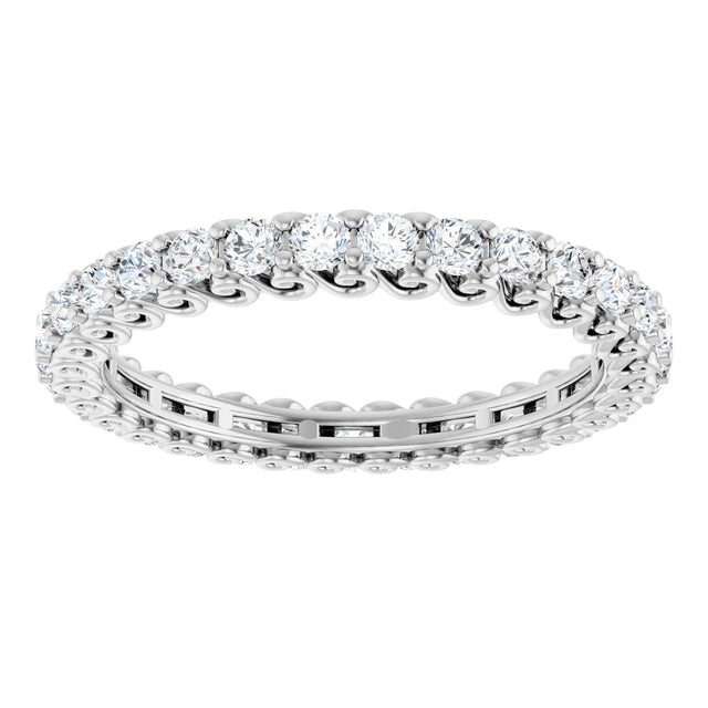 14K Gold Round Lab-Grown Diamond Sculptural Eternity Band - 2mm Stones - White Gold - view 3