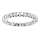 14K Gold Round Natural Diamond Sculptural Eternity Band - 2mm Stones - White Gold - view 3