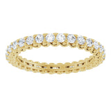 14K Gold Round Natural Diamond Sculptural Eternity Band - 2mm Stones - Yellow Gold - view 3