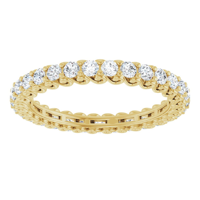 14K Gold Round Natural Diamond Sculptural Eternity Band - 2mm Stones - Yellow Gold - view 3