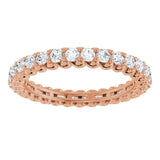 14K Gold Round Natural Diamond Sculptural Eternity Band - 2mm Stones - Rose Gold - view 3