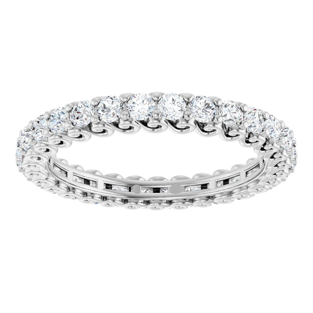 14K Gold Round Natural Diamond Sculptural Eternity Band - 2mm Stones - White Gold - view 3
