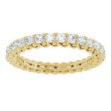 14K Gold Round Natural Diamond Sculptural Eternity Band - 2mm Stones - Yellow Gold - view 3