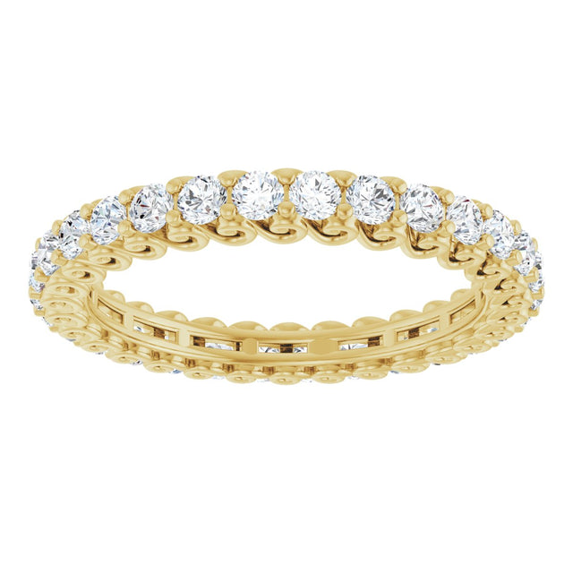 14K Gold Round Lab-Grown Diamond Sculptural Eternity Band - 2mm Stones - Yellow Gold - view 3