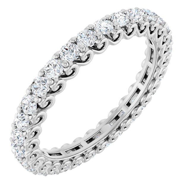 Platinum Round Natural Diamond Sculptural Eternity Band - 2mm Stones