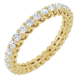 14K Gold Round Natural Diamond Sculptural Eternity Band - 2mm Stones - Yellow Gold