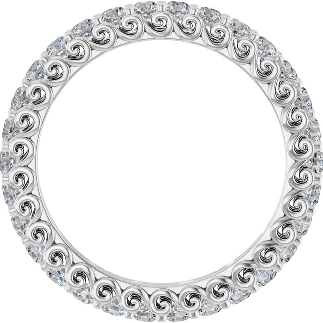 Platinum Round Lab-Grown Diamond Sculptural Eternity Band - 2mm Stones - view 2