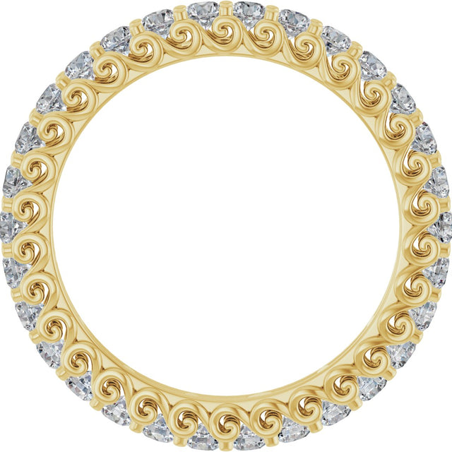 14K Gold Round Lab-Grown Diamond Sculptural Eternity Band - 2mm Stones - Yellow Gold - view 2