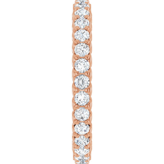 14K Gold Round Natural Diamond Sculptural Eternity Band - 2mm Stones - Rose Gold - view 4