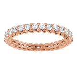 14K Gold Round Natural Diamond Sculptural Eternity Band - 2mm Stones - Rose Gold - view 3