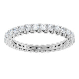 14K Gold Round Natural Diamond Sculptural Eternity Band - 2mm Stones - White Gold - view 3