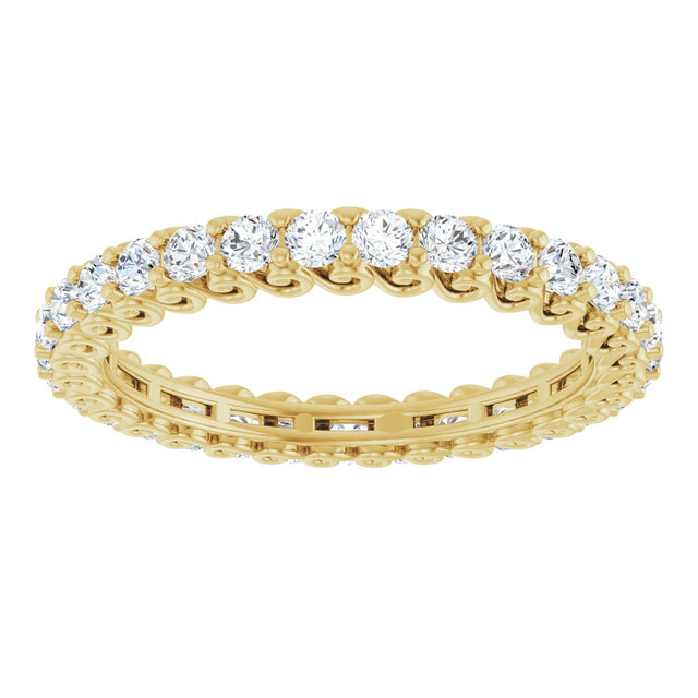 14K Gold Round Lab-Grown Diamond Sculptural Eternity Band - 2mm Stones - Yellow Gold - view 3